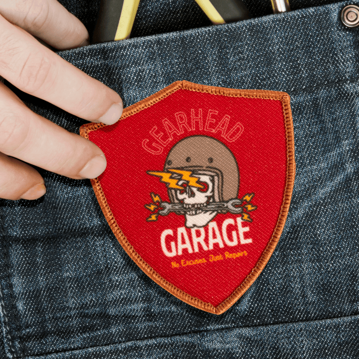 Garage Custom Printed Patches Applied on Jeans