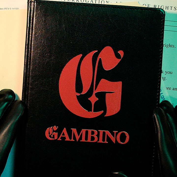 Gambino logo on notebook