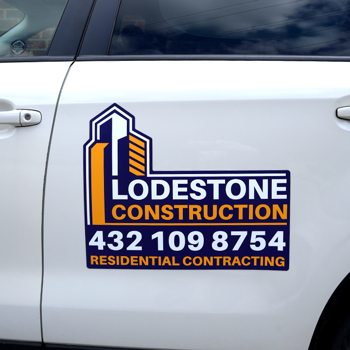 Car magnet applied on a car for construction industry
