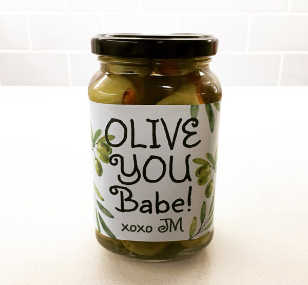 Olive You Valentines Label