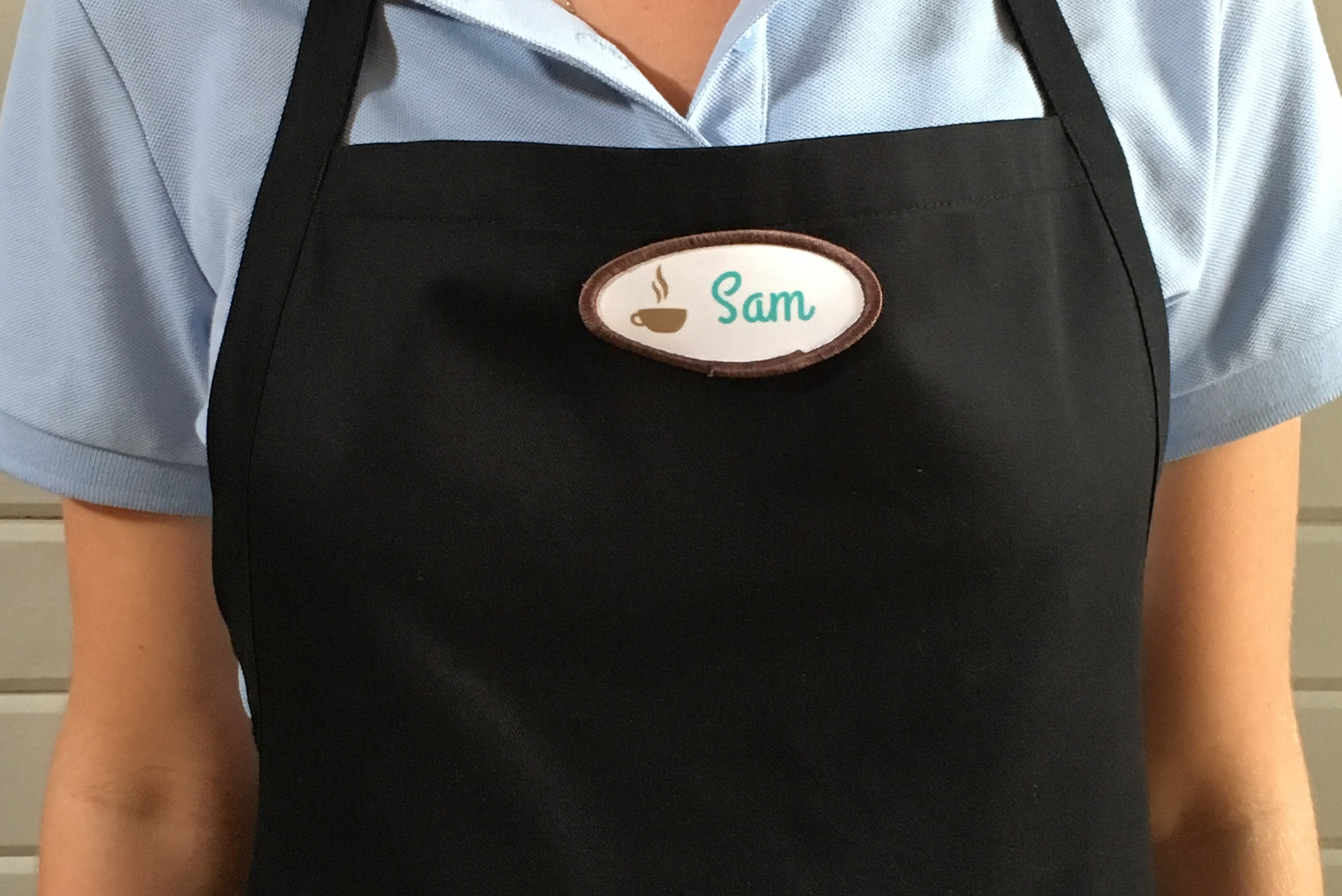Custom business patch on apron