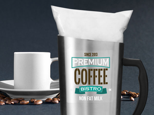 Clear custom labels for coffee products