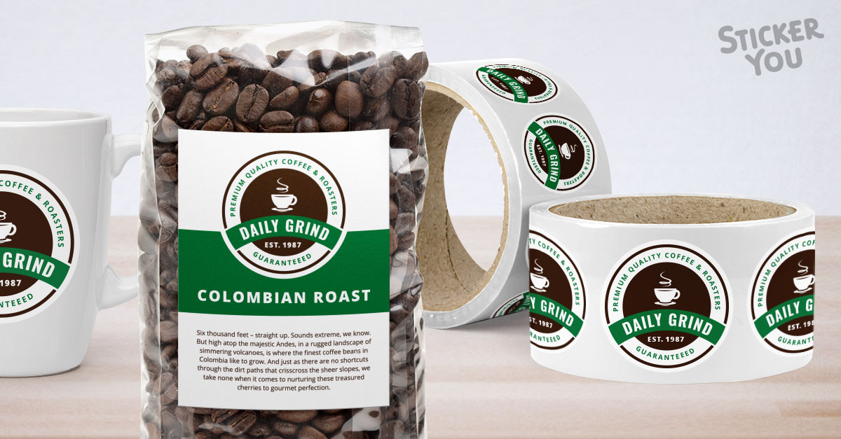 Custom coffee labels and packaging