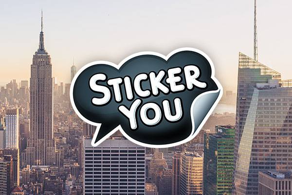 StickerYou Logo over New York City skyline
