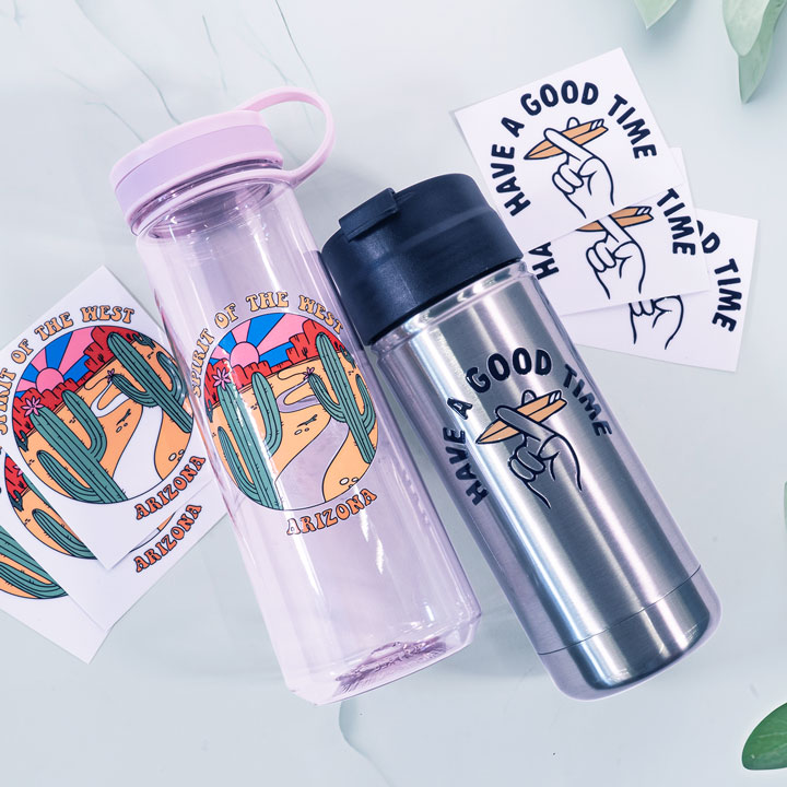 Transfer Stickers on water bottles