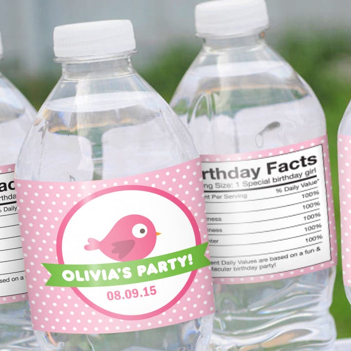 Birthday Labels, Water Bottle Labels