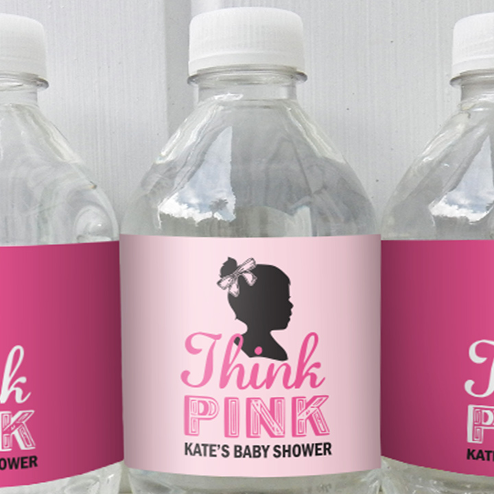 Full Wrap Water Bottle Label - Custom Design (Set of 10) - Sprinkled With  Pink