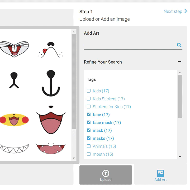 Search the Custom Editor for Mask Art
