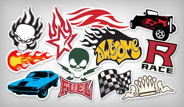 racing car logo stickers