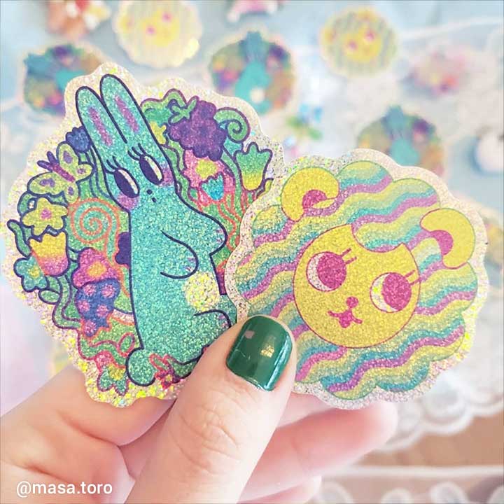 glitter holographic stickers