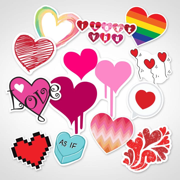 Custom Heart Stickers Customize with Love