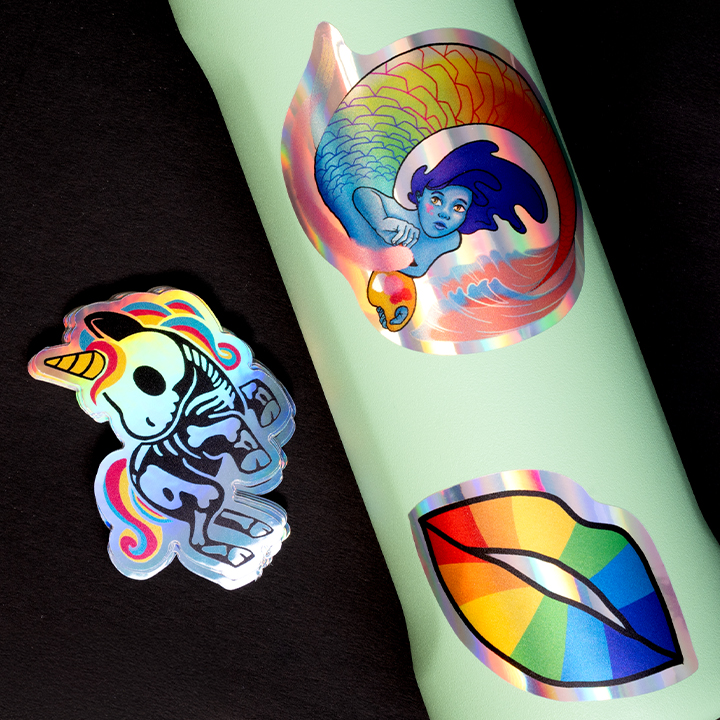 die-cut custom holographic stickers