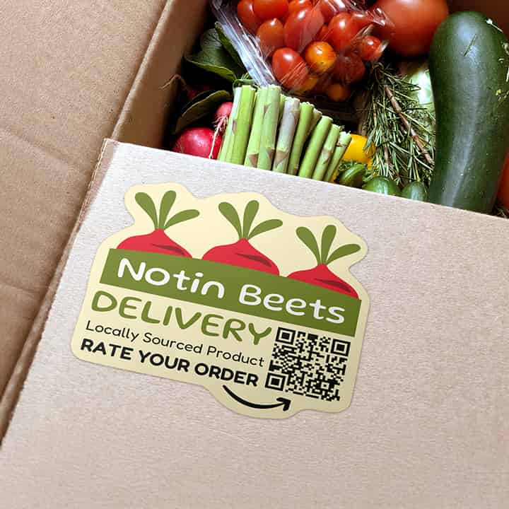 Paper roll labels on packaging
