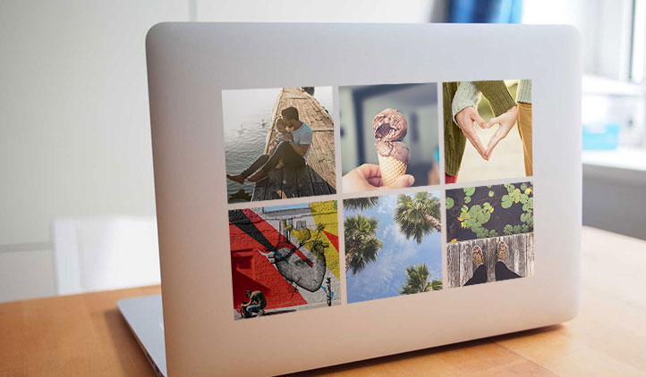 Instagram photo stickers on a laptop