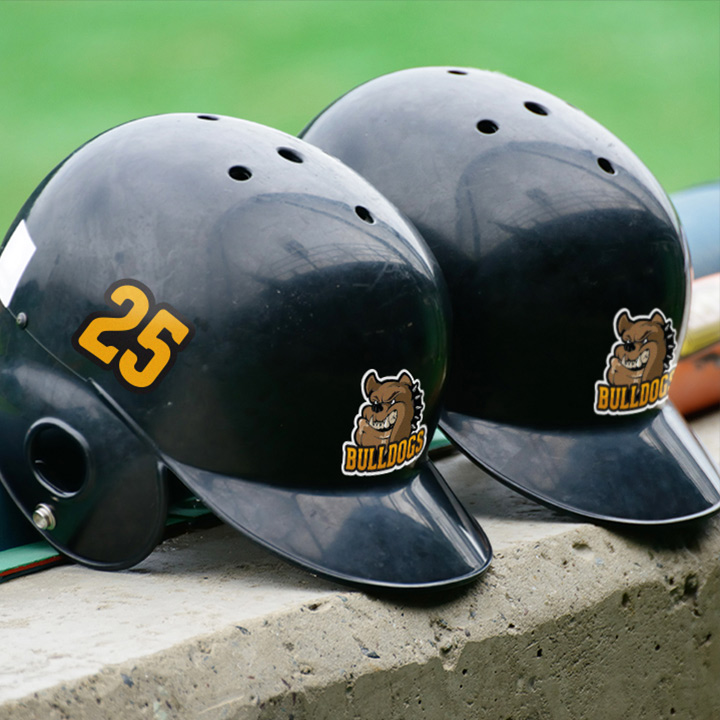 Custom baseball helmet stickers