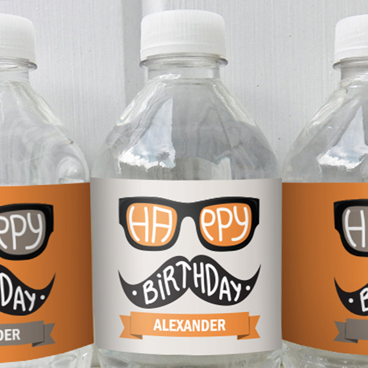 Preppy Design Custom Water Bottle Labels - Custom Sized