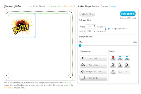 Image slider adjusting the size of an art asset